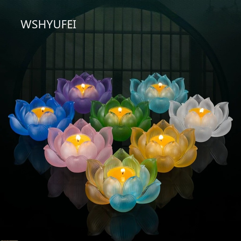 Candle Glass Supplies - 유리 연꽃 촛대 가정용 버터 램프