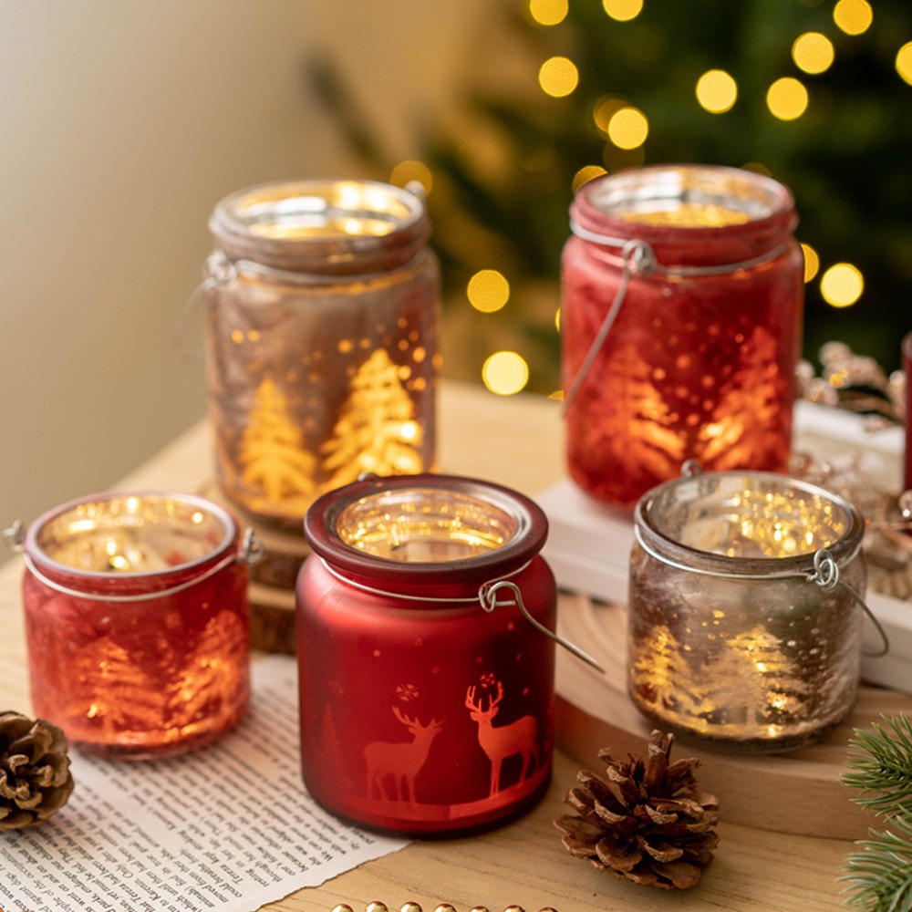 Candle Glass Supplies - 크리스마스 전기 도금 유리 양초 거치대,