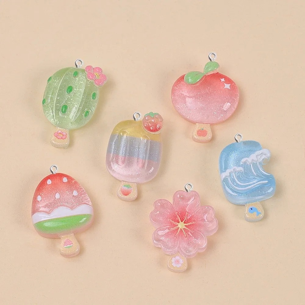 Candle Shop - 10개 귀여운 여름 아이스크림 레진 펜던트