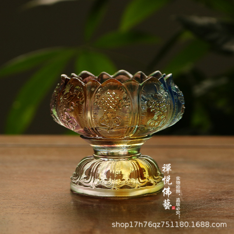 유리 재질의 연꽃 모양 8개의 길조불이 달린 불교용품, - Candle Glass Supplies 리뷰 및 가격