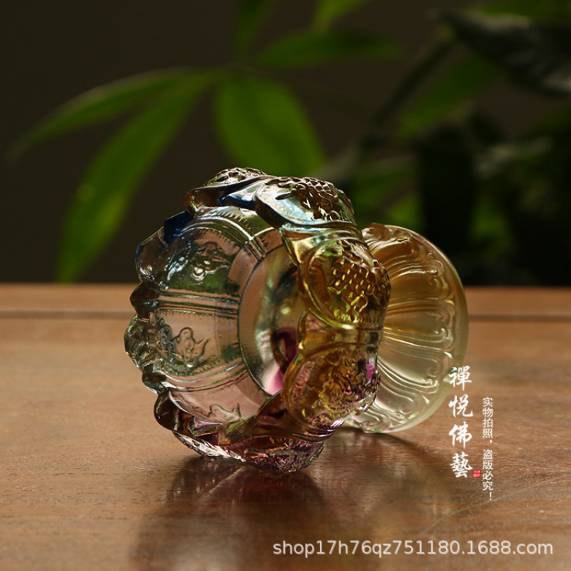 유리 재질의 연꽃 모양 8개의 길조불이 달린 불교용품, - Candle Glass Supplies 리뷰 및 가격