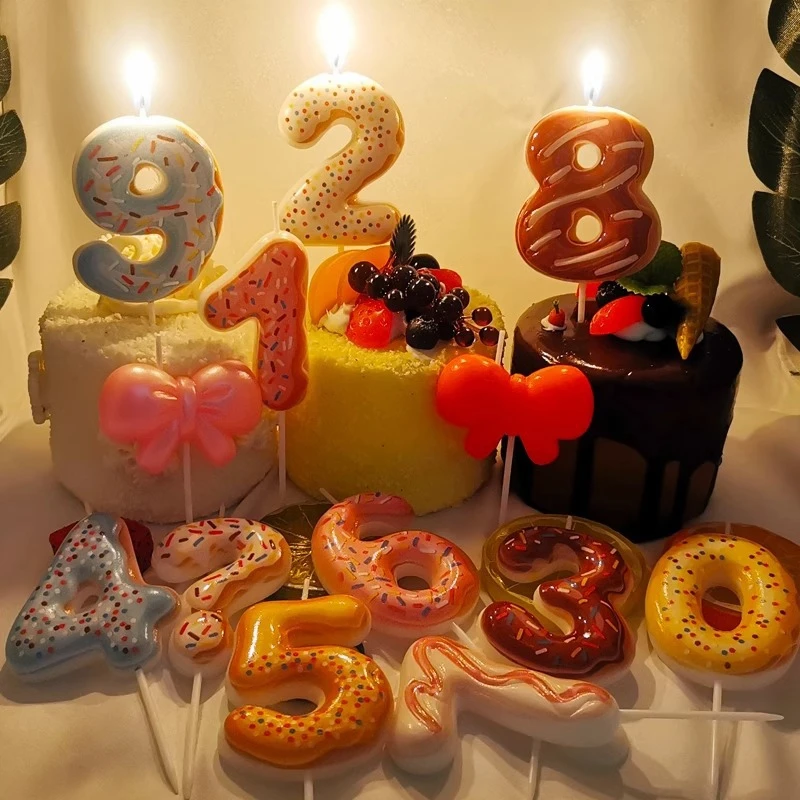 달콤한 도넛 번호 촛불 0-9 번호 생일 촛불 디저트  - Zebra Candle Supplies 리뷰 및 가격