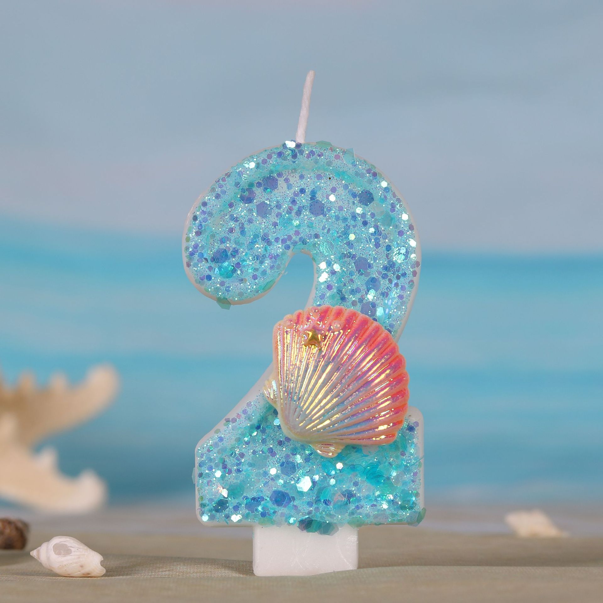 바다 인어 테마 케이크 양초 0-9 숫자 스팽글이있는  - Zebra Candle Supplies 리뷰 및 가격