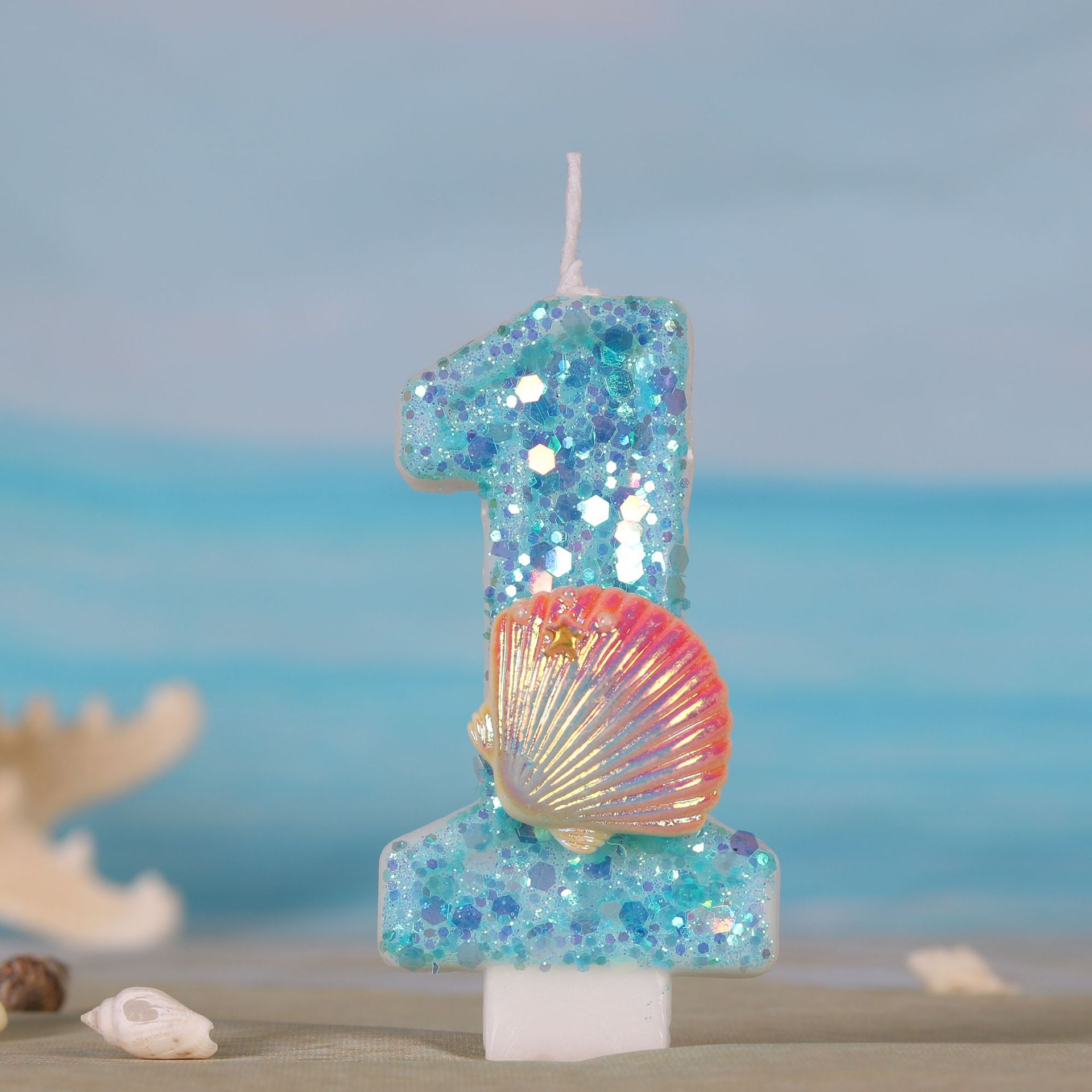 바다 인어 테마 케이크 양초 0-9 숫자 스팽글이있는  - Zebra Candle Supplies 리뷰 및 가격