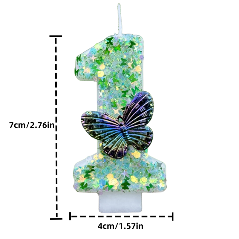 1Pc 녹색 장식 조각 번호 0-9 나비 케이크 양초  - Candle Supplies Free Shipping 리뷰 및 가격