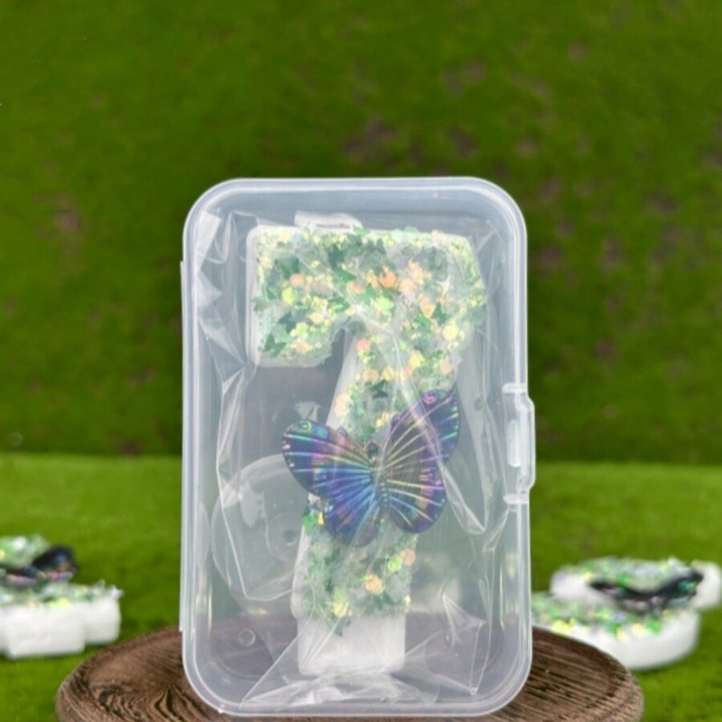 1Pc 녹색 장식 조각 번호 0-9 나비 케이크 양초  - Candle Supplies Free Shipping 리뷰 및 가격