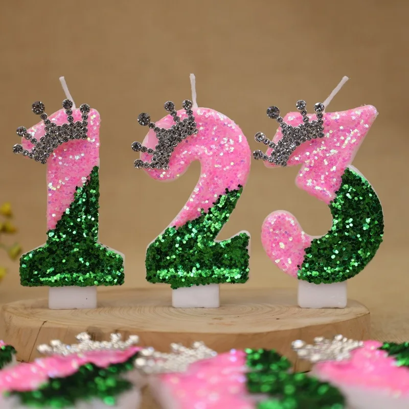 반짝이는 연두색 공주 왕관 생일 숫자 캔들 - 결혼 기 - Candle Supplies Free Shipping 리뷰 및 가격