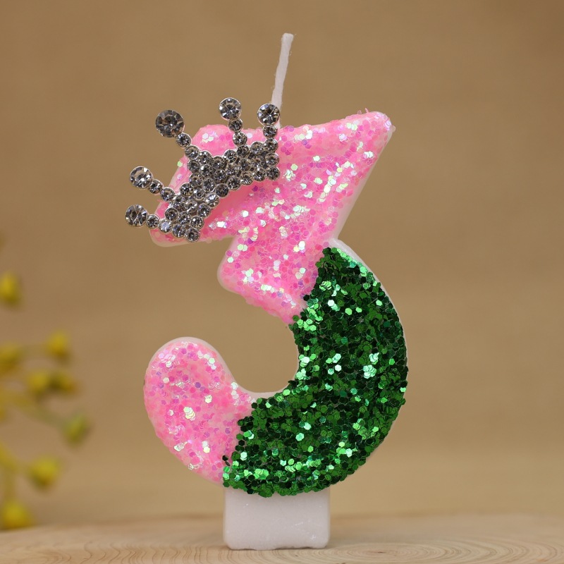 반짝이는 연두색 공주 왕관 생일 숫자 캔들 - 결혼 기 - Candle Supplies Free Shipping 리뷰 및 가격