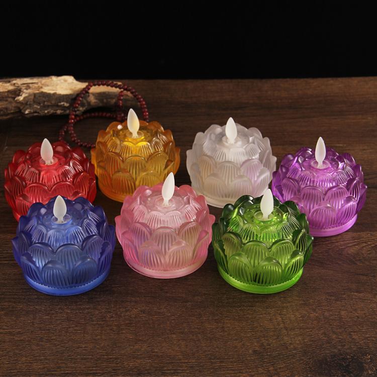 배터리로 작동되는 다채로운 유리 LED 연꽃 램프, 부 - Candle Glass Supplies 리뷰 및 가격